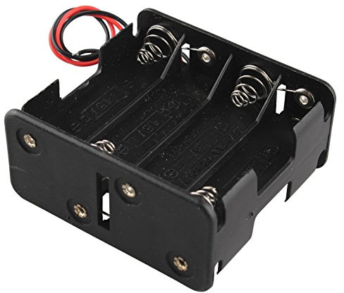 HALJIA 12 V 8 x AA batteri klämma hållare stapel box fodral dubbeldäck/baksida till baksida 6 tums ledningstråd