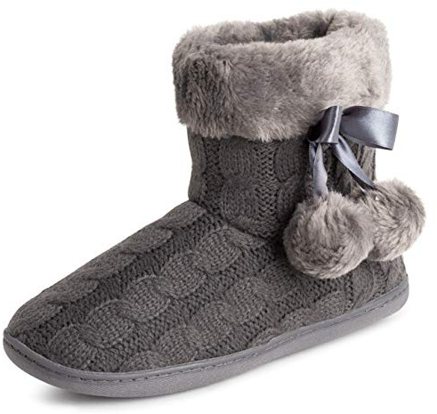 Polar Womens Memory Foam Pom Pom Winter Faux Fur Luxury Plush Cosy Anti Slip Indoor Outdoor Slippers