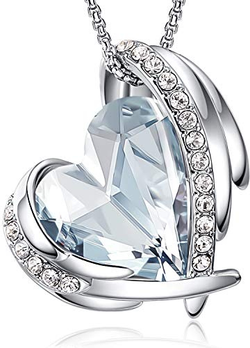 CDE Necklaces for Women Pendant Jewellery, 925 Sterling Silver Brass Plating Rose Gold Gifts for Women Her Wife Girlfriend Anniversary Birthday Mothers Day Christmas (Silver Blue)