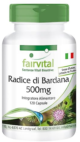 Fairvital | Burdock Root Capsules - 500mg - HIGH Dosage - Vegan - 120 Capsules - with zinc