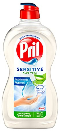 Pril Sensitive Aloe Vera (450 ml), Handgeschirrspülmittel mit hoher Fettlösekraft, hautschonendes Spülmittel Sensitiv mit pH-hautneutraler Formel