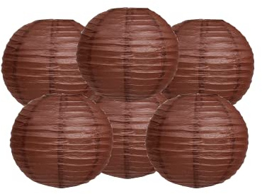 Paper Lanterns Mix Color Packs of 6 Round Paper Lanterns Lampshade Party Decorations (Brown, 12 (30 Cm))