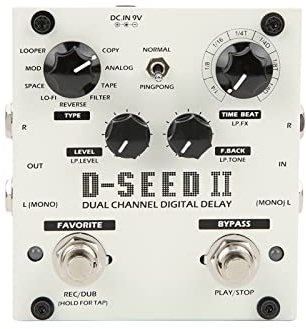 Efecto de Múltiples Pedales Pedal de Efectos de Guitarra 2 Canales Retardo Digital Estéreo Looper Efecto de Simulación Carcasa de Metal 8 Modos de Retardo Impedancia de Entrada de 2,2 MΩ