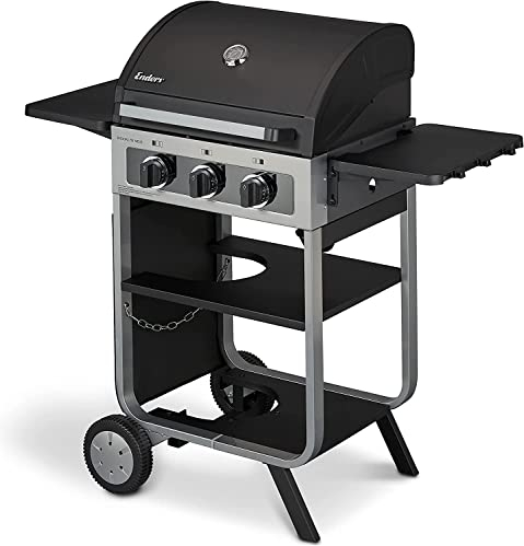 Enders Brooklyn Next 3 Barbacoa gas y barbacoa portátil - Barbacoa de gas acero inoxidable con 3 quemadores, termómetro, rejilla de acero inoxidable - Barbacoa con ruedas en carrito #8646630