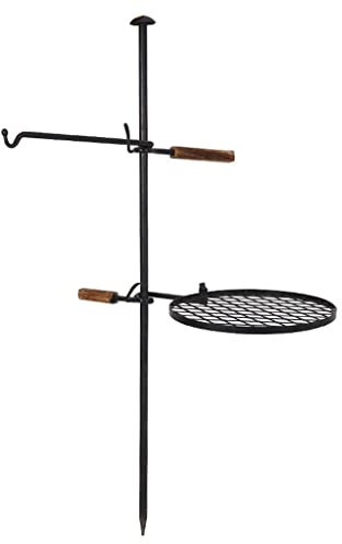 GLJAN Swivel Camping Grill Grate Set｜Portable Campfire Cooking Grill for Campfire Grill Grate Over Outdoor Fire Pits (Color : Black, Size : 122 x 64cm)