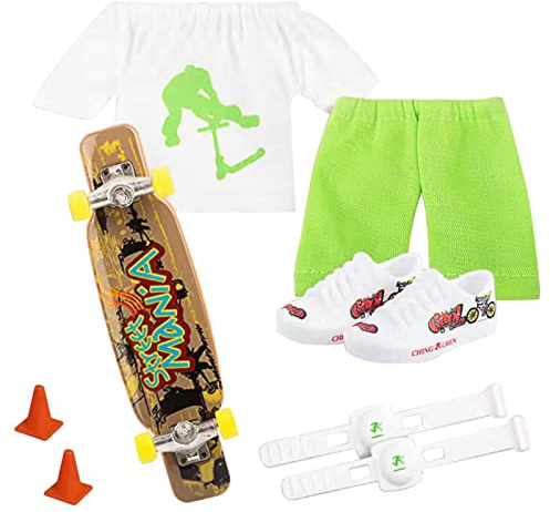 Vigcebit Finger Skateboard Set - Finger Scooter Skateboard with Pants and Shoes - Halloween Favor Kids' Game Toys