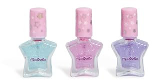 MARTINELIA - Smalto per unghie a base d'acqua – Trucco per bambina scintillante – Colori giocosi – non tossici – Modello casuale (blu glitterato, rosa glitterato, viola glitterato) – 1 unità