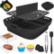 Bestash Heißluftfritteuse Zubehör,14PCS Hot Air Fryer Accessories, Airfryer Silikonform Accessories für for Cosori, Philips, Cecotec 4.7-6.4L Square Airfryer (Schwarz)