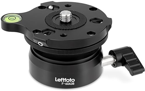 LEFTFOTO - Precision tripod leveling base plate with 360° rotation and +/- 15° tilt, compatible with DSLR and monopodes camcorders, supports up to 10kg/22lbs