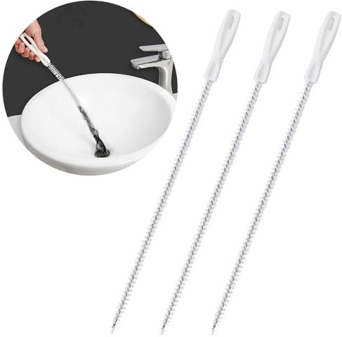 EUZUXU 3 Pezzi Spazzola per Pulizia Tubature, Spazzola per Lavello, Spazzola per Scarico 45cm, Sgorga Lavandino per Cucina