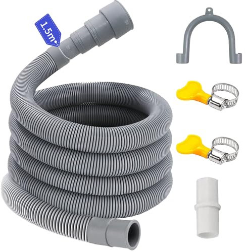 Ablaufschlauch Waschmaschine 1/1.5/2/2.5/3/4/5/6M, Passend für 4 Schnittstellengrößen, Waschmaschine Schlauch Abwasserschlauch Verlängerung Wasserleitung Sinken (1.5 M)