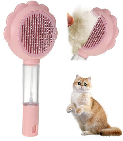 Katzenbürste Hundebürste Haustier Bürsten für Kurzhaar Langhaar Multifunktionale Katzen Bürste Mit Dampf Selbstreinigende Katzenhaarbürste von Bürste mit Einem Knopf für Sauberes Haustierhaar (Rosa)