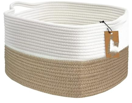 HDRNT Cesto portaoggetti ideale per bagno, soggiorno, cameretta dei bambini, dimensioni 33 x 25 x 23 cm, marrone nero e marrone bianco (misto bianco e marrone)