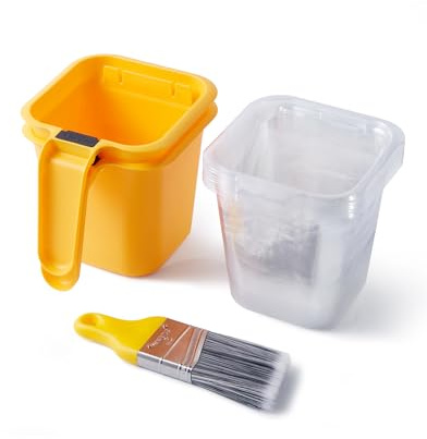 Voomey 13Pc Paint Cups for Painting, Small Paint Bucket Holds 16 oz. of Paint or Stain, Paint Cup, Paint Pail Liner, Brush, Trim Painting Tool, for Finishing Work and Repairs
