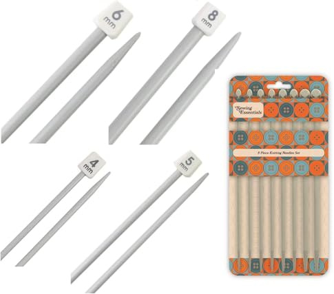 YIKI Plastic Knitting Needles Straight Single Pointed Sweater Needles DIY Craft Knitting Tool For Beginner Small Project 2 X 4mm 5mm 6mm 8mm (Pack of 4 Pairs)