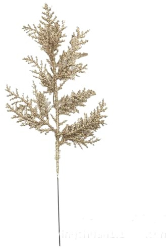 10 Stück Künstliche Weihnachtszweige Glitzer Deko Zweige Weihnachten Kunstpflanzen Tannenzweige Trockenblumen für Weihnachtsbaum Kranz Tischdeko Geschenkbox DIY Dekoration 27x13cm,Champagnergold