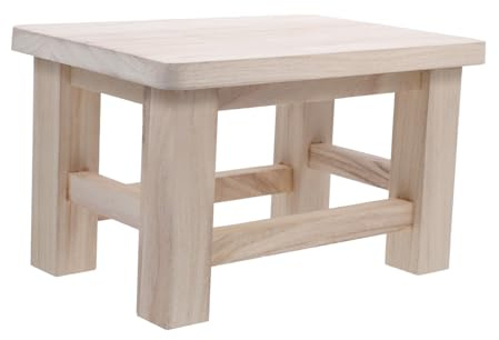 INOOMP Solid Wooden Small Stool for Multi-functional Footrest and Plant Stand Lightweight Small Seat for Entryway and Shoe Changing Natural Wood Color
