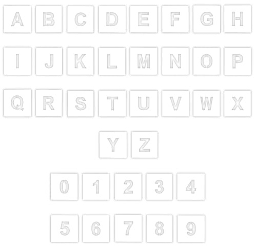 72pcs Letter and Number Stencils 1 Inch Letter Stencils Alphabet Spray Paint Stencil Reusable Plastic Number Stencil for Painting on Wood Wall Fabric Rock Calligraphy DIY Craft