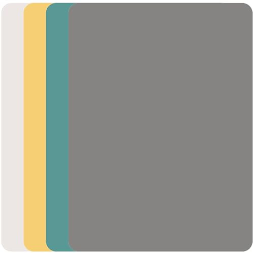 Juego de 4 alfombrillas de manualidades para niños, base para pintar y alfombrilla para modelar de silicona antiadherente tamaño A3, mantel lavable para manualidades (40 x 30 cm, verde/amarillo/gris)