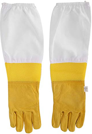 Biodlingshandskar 2ST Fårskinn |Bee Sting Handskydd |Biodlarhandskar för bigårdsinspektion/honungsskörd |Robust canvas och mesh, storlek 22 cm