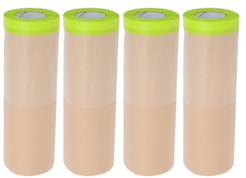 TOBBOMEY Papel Kraft de Enmascarar Antipolvo 30 CM X 12 M 4 Rollos para Pintura Automotriz y Protección de Muebles Lámina Protectora Resistente para Pulverizar y Bricolaje
