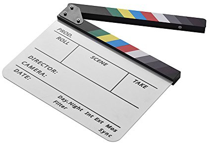 Pizarra acrílica de borrado en seco para director profesional de película de TV, pizarra con rotulador, imán integrado para un sonido claro