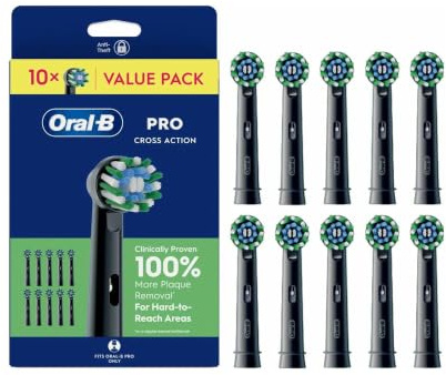Oral-B Testine di Ricambio Pro Cross Action, Nere, 10 Ricambi