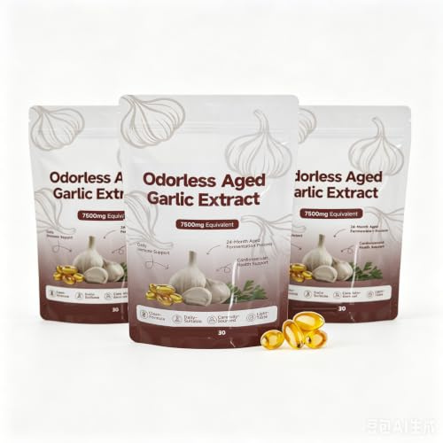Luktfri lagrad vitlöksextrakt |2-årig mognad | Energi- och immunstöd|Lätt att använda (60 Count)