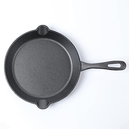 HAWOK Cast Iron Skillet Round Fry Pan ,10 inch Black