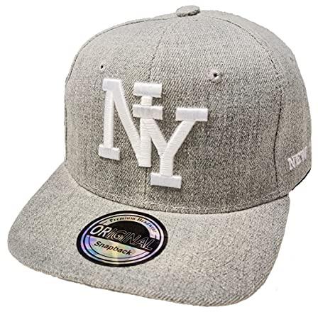 J26 - NY - Casquette de Baseball pour enfant - Fermeture Snapback, Grau, Taille unique