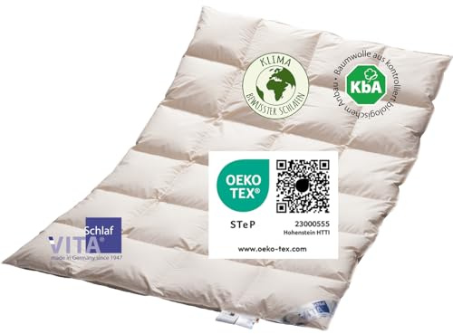 Vitaschlaf® Bio-Luxe-KBA tyskt Gutshofdun W5 – varmt duntäcke ekologisk 100 % naturlig duntäcke tysk kvalitet (135 x 200 cm)