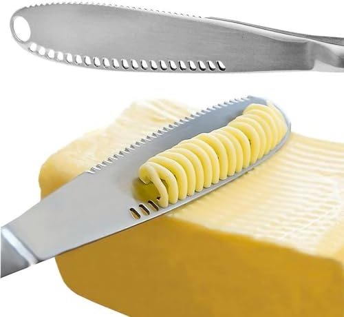 Nevkha Stainless Steel Butter Spreader, Butter Knife - 3 in 1 Kitchen Gadgets