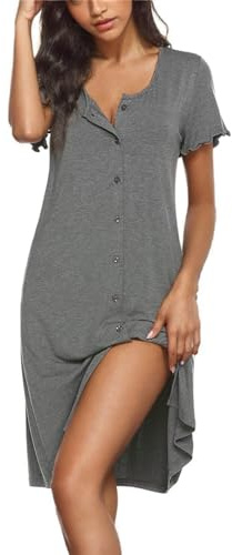 Flintronic Camiseta de Dormir Manga Corta para Mujer, Camisón de Algodón Sexy de Verano, Ropa para Dormir Talla Grande