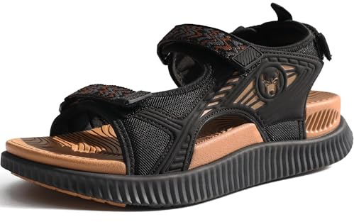 KuaiLu Womens Orthopedic Walking Sandals Comfortable Arch Support Plantar Fasciitis Relief Sport Recovery Chunky Cushion Adjustable Summer Outdoor Beach Vacation Athletic Water Shoes Black Size 6