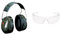 3M PELTOR Optime II Kapselgehörschutz, grün & 3M Virtua AP Schutzbrille - Augenschutz, UV Schutz - Transparente, kratzfeste Schutzbrille für Industrie und Gewerbe, 26 g leicht