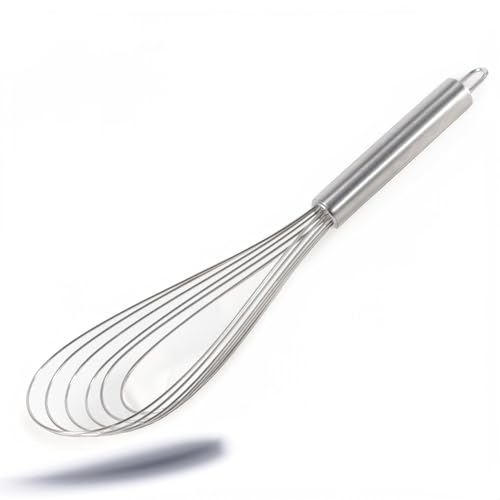 Kerafactum Frusta piatta, 30 cm, frusta con occhiello per appenderlo, 6 fogli, manico rotondo, in acciaio inox, frusta da cucina