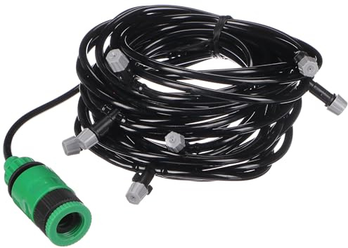 SIXTOL GARDEN MIST 20m Gartensprühschlauch | Flexibler Bewässerungsschlauch mit 20 Düsen | Gartenbewässerung, Abkühlung an heißen Tagen | Für Gewächshaus, Pergola, Büsche | Einfache Anwendung, Schwarz