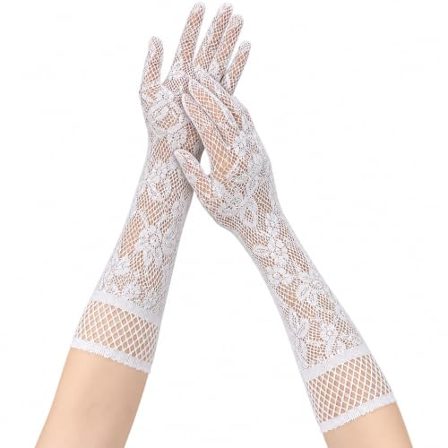 EastriseLong Black Lace Gloves for Women - Elegant Elbow-Length Opera Gloves, Stretchy Nylon Evening Gloves for Weddings, Galas & Costume Parties