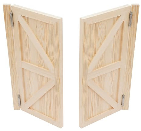 Porta a battente in legno di pino con motivo simmetrico, adatta per ingresso cucina, soggiorno, ufficio (legno, 90 x 90 cm)