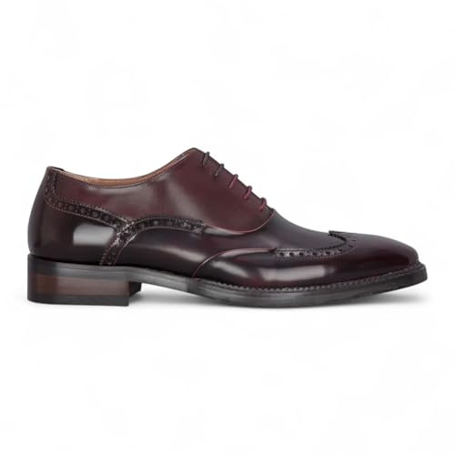 Scarpe Formali Brogue da Uomo in Pelle Verniciata Color Vino - Harry