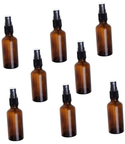 Healvian 8pcs Brown Glass Spray Bottle Press Pump Subpackaging Bottle for Emulsion Essential Oil Mist Sprayer Gardening Use