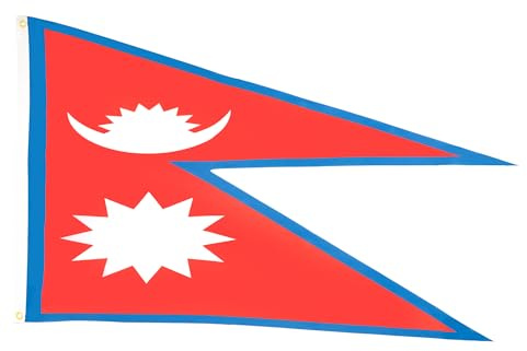 AZ FLAG - Bandera Nepal - 90x60 cm - Bandera Nepalí 100% Poliéster Con Ojales de Metal integrados - 50g - Colores Vivos Y Resistente A La Decoloración