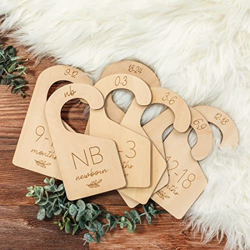 Beautiful Wooden Baby Closet Dividers Set of 7 - Newborn to 24 Months