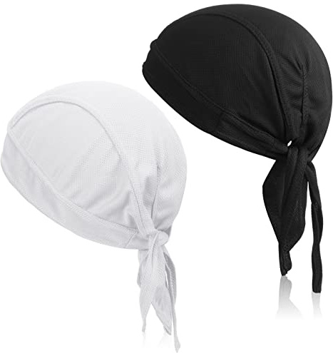 Neer 2 Bandanas de Cyclisme Sport pour Homme Bandanas de Pirate Respirants Réglables de Protection Solaire (Noir, Blanc)