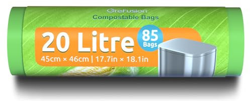 GreFusion Lot de 85 sacs poubelle compostables de 20 l - Certificat EN13432