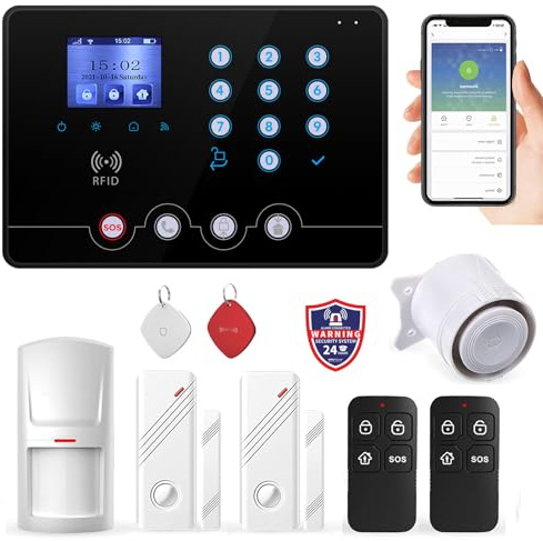 Wolf Guard WiFi 4G kit sistema di allarme antifurto casa wireless domestico, APP Tuya Smartlife, italiano (W4Q-A)