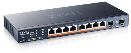 Zyxel 8-Port Multi-Gig 2.5G Cloud/Smart-Managed PoE++ Switch | 8x PoE++ (60W) | 2x 10G SFP+ | Desktop/Wall Mount [XMG1915-10EP]