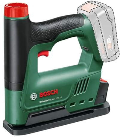 Bosch Akku-Tacker UniversalTacker 18V-14 (Tackern/heften in Weich-und Hartholz; für Klammern und Nägel; Schnellfeuermodus; 18 Volt System; Papierabstand; mit 1000 Feindrahtklammern; ohne Akku)
