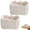 Baumwollseilkorb 2pcs Baumwollseilkorb, 7,5 x 5,9 x 4,7 süße Körbe, geflochtener Strickkorb, Desktop gewebte Körbe für Aufbewahrung von Fernbedienung, Snacks, Make-up, Socken, Spielzeug Weiß