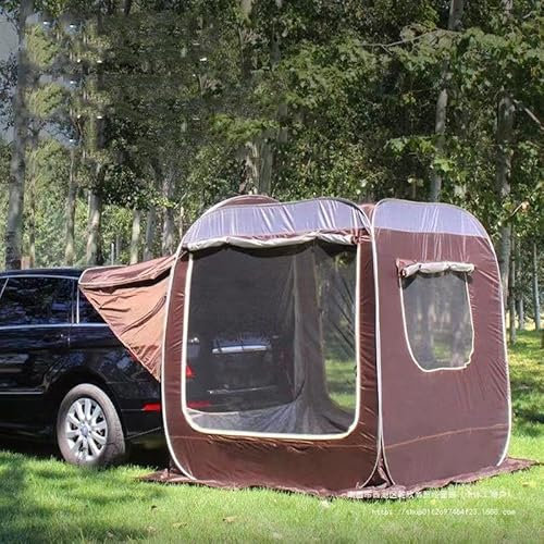 CAOXINZI Auto Zelt Heckzelt für Tesla Model Y 2021 2022 2023, Freistehend Autozelt Heckklappe, Auto Markisen Zelt Camping Zelt Sonnenschutz Wasserdicht SUV Zelt Heckklappe,A/Brown
